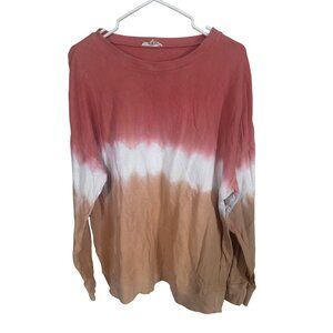 Easel Los Angeles orange tan and white tie dye long sleeve shirt size S